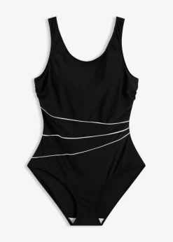 bonprix bonprix Vestidos Moldeadores|Bañadores>Bañador con ligero efecto moldeador y costuras decorativas Negro-blanco