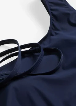 bonprix bonprix Vestidos Moldeadores|Bañadores>Bañador con ligero efecto moldeador de un solo hombro Azul marino