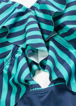 bonprix bonprix Novedades|Bañadores>Bañador con volante Azul almirante/celeste claro de rayas