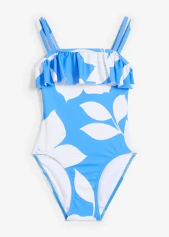 bonprix bonprix Bañadores Y Bikinis De Niña>Bañador de niña azul provenzal/blanco con flores