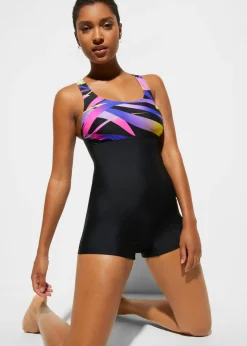 bonprix bonprix Ropa De Baño Deportiva|Bañadores>Bañador deportivo de material de secado rápido con perneras Negro multicolor