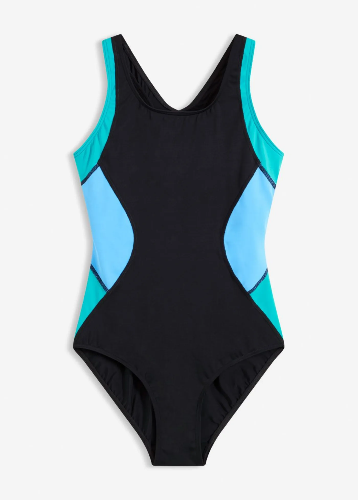 bonprix bonprix Ropa De Baño Deportiva|Bañadores>Bañador deportivo de material de secado rápido con espalda nadadora Negro/azul brillante