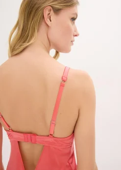 Mujer bonprix bonprix Babydoll de tejido brillante con bordado floral brillante