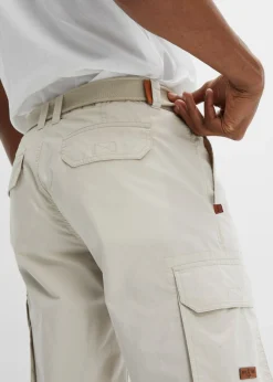Hombre bonprix bonprix Bermuda cargo con cintura y cinturón cómodos, regular fit
