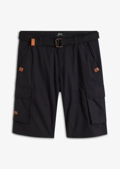 bonprix bonprix Shorts|Pantalones>Bermuda cargo con cintura y cinturón cómodos, regular fit Negro