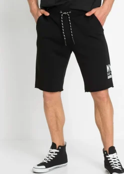 bonprix bonprix Shorts|Ropa Deportiva>Bermuda de chándal con bordes abiertos Negro estampado