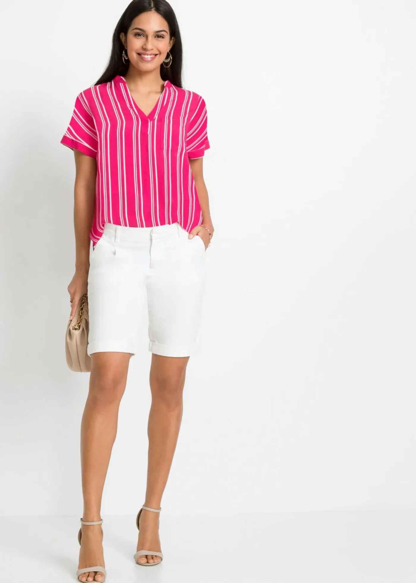 bonprix bonprix Shorts|Pantalones>Bermuda elástica Blanco