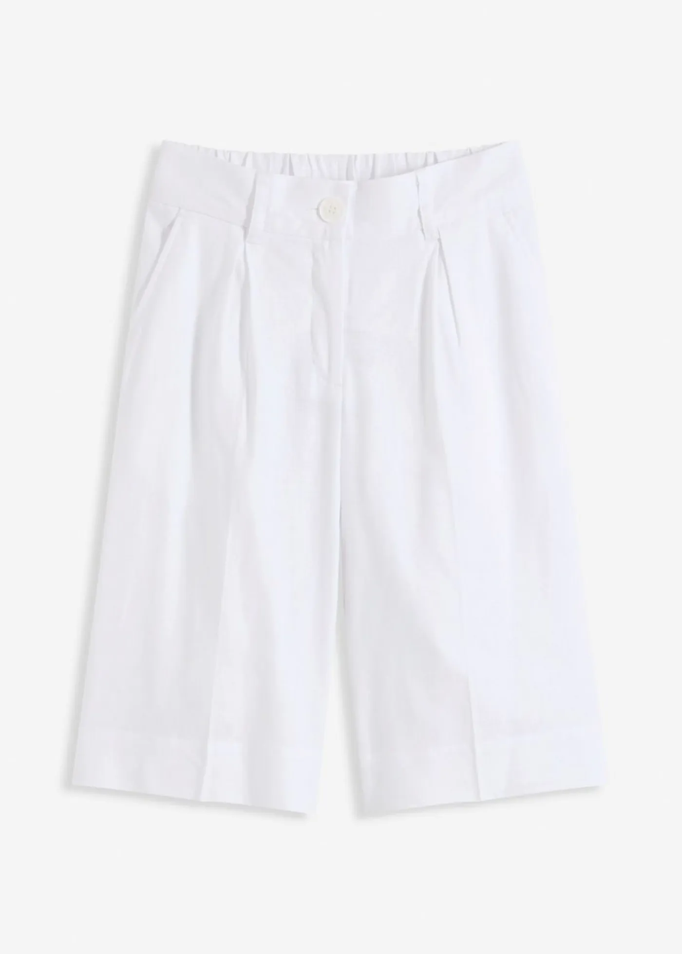 bonprix bonprix Shorts|Pantalones>Bermudas anchas de mezcla de lino vaporoso Blanco
