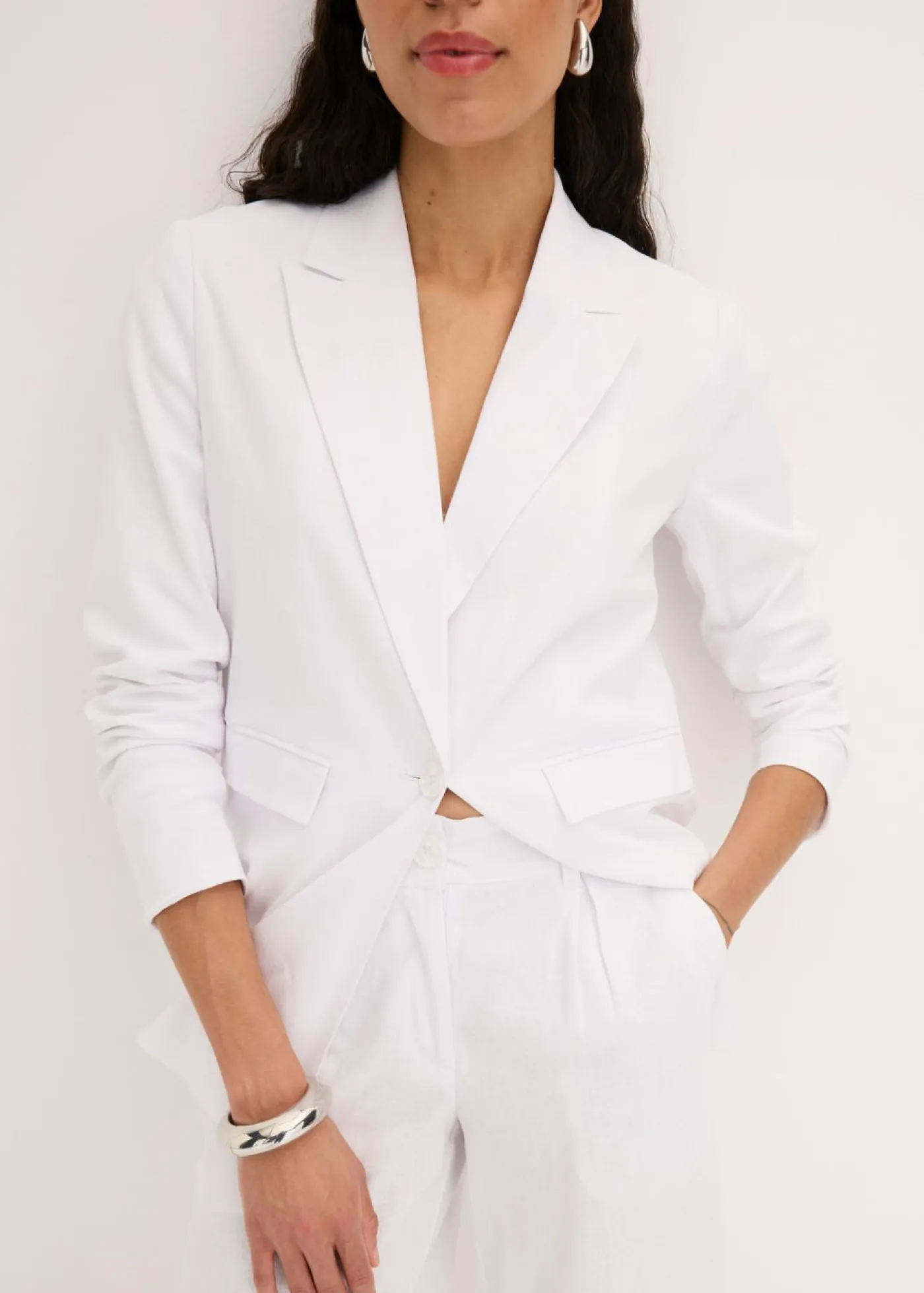 bonprix bonprix Shorts|Pantalones>Bermudas anchas de mezcla de lino vaporoso Blanco