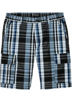 bonprix bonprix Shorts|Pantalones>Bermudas cargo con cintura cómoda, regular fit Azul a cuadros