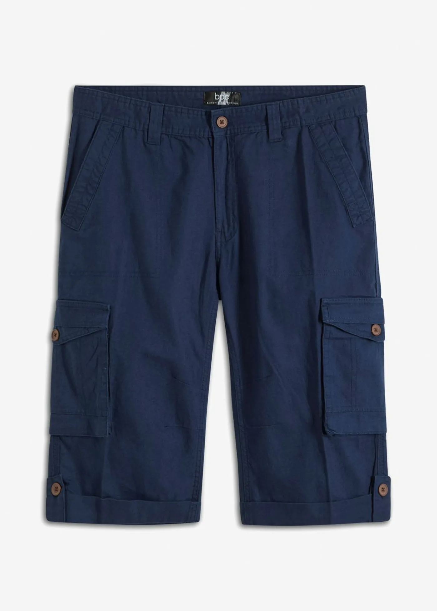 Hombre bonprix bonprix Bermudas cargo largas, regular fit, de mezcla de lino ligera