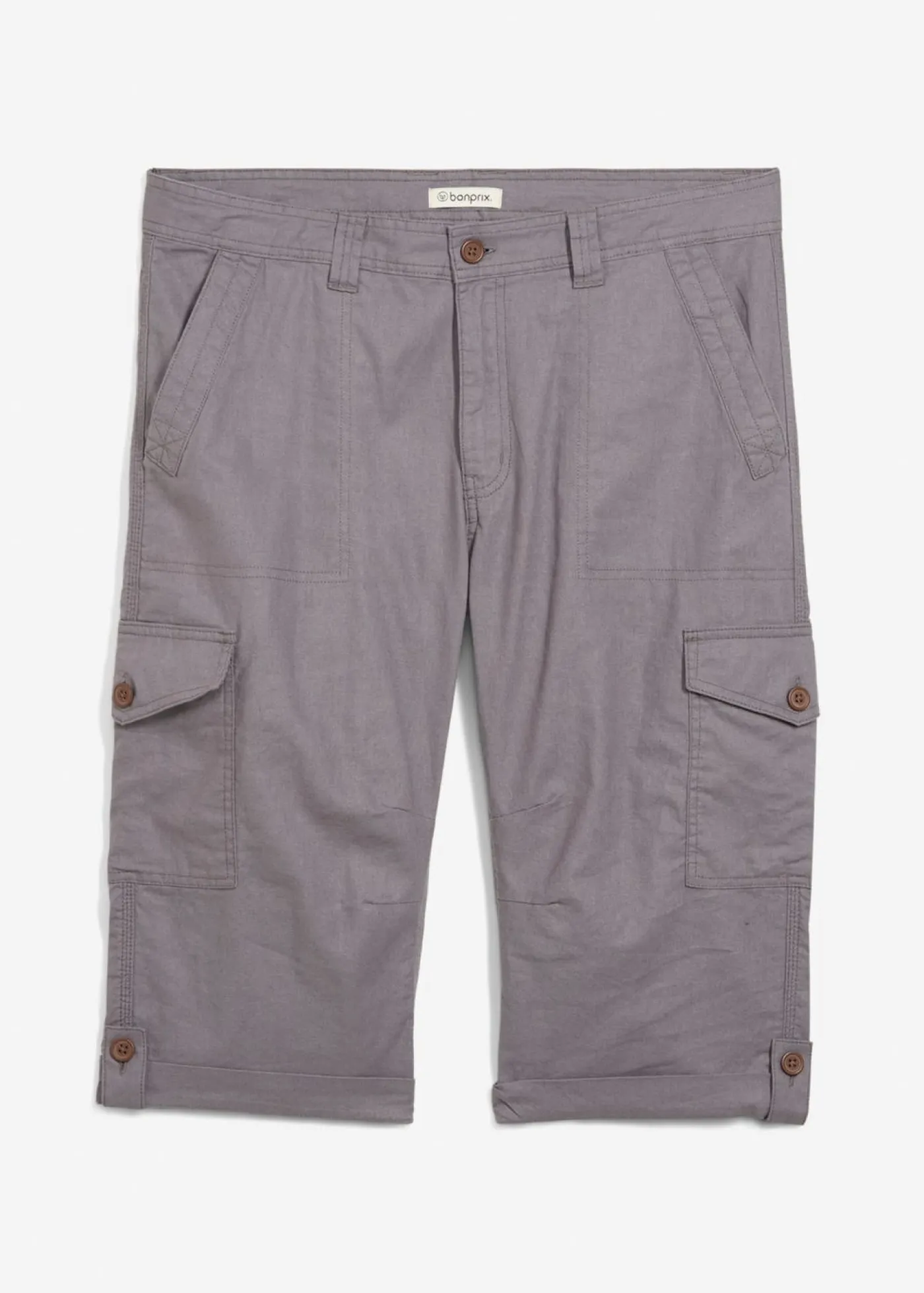 Hombre bonprix bonprix Bermudas cargo largas, regular fit, de mezcla de lino ligera