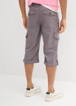Hombre bonprix bonprix Bermudas cargo largas, regular fit, de mezcla de lino ligera