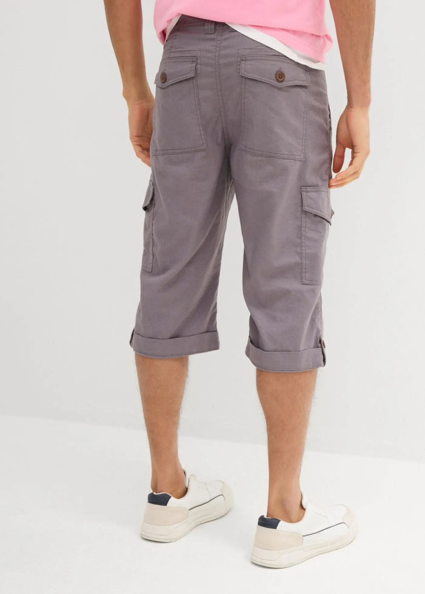Hombre bonprix bonprix Bermudas cargo largas, regular fit, de mezcla de lino ligera