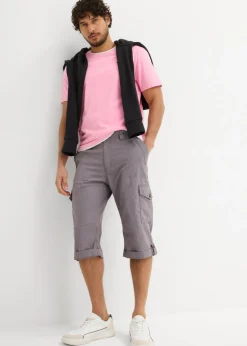 Hombre bonprix bonprix Bermudas cargo largas, regular fit, de mezcla de lino ligera