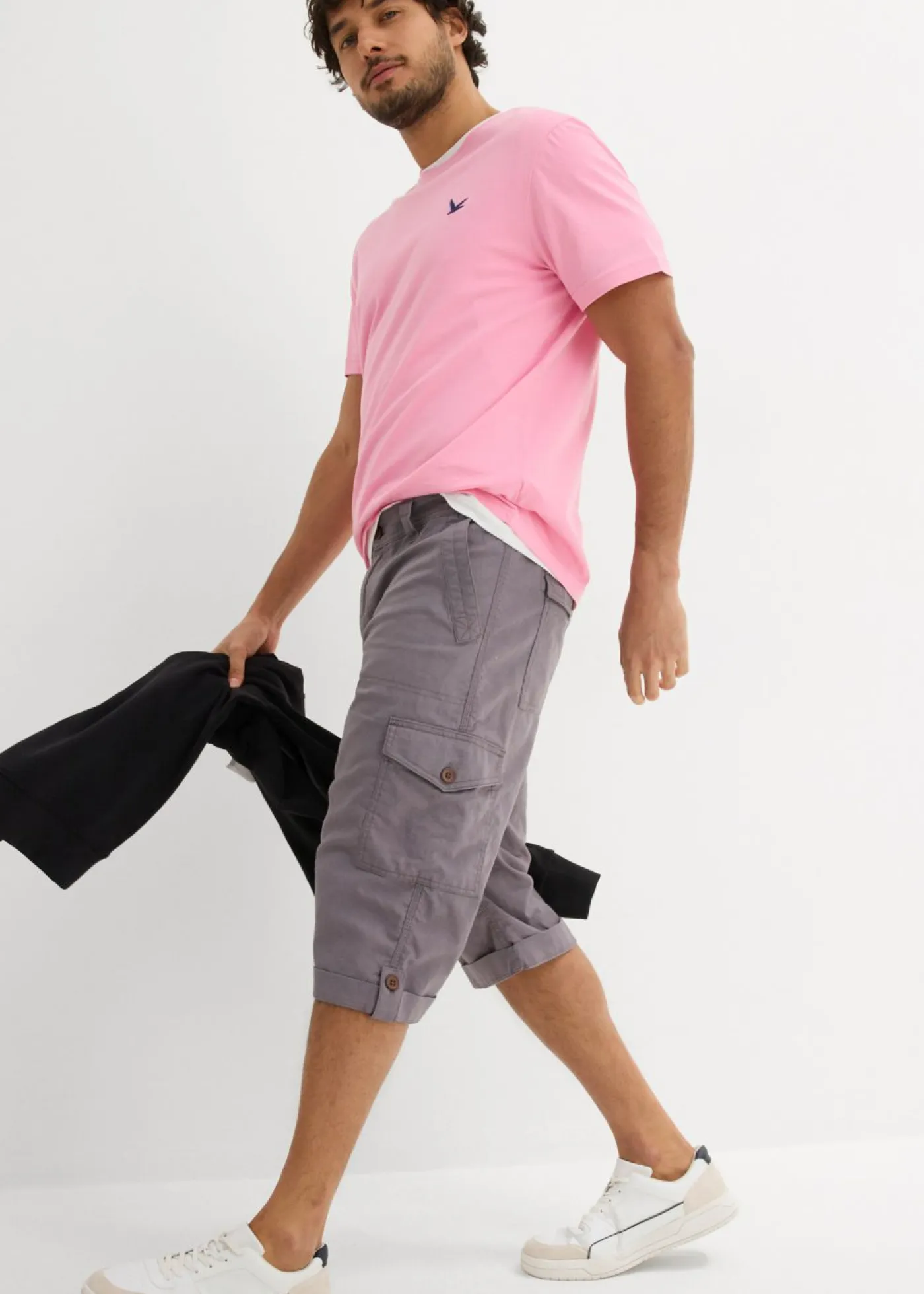 Hombre bonprix bonprix Bermudas cargo largas, regular fit, de mezcla de lino ligera