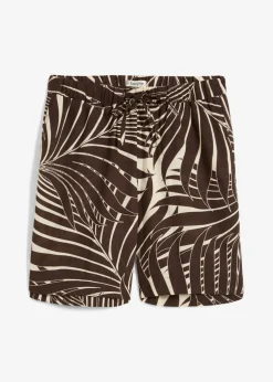 bonprix bonprix Shorts|Pantalones>Bermudas con cintura elástica crudo-marrón oscuro