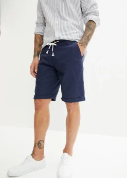 bonprix bonprix Shorts|Pantalones>Bermudas con lino y corte regular Azul marino