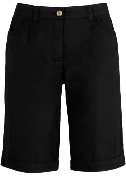 bonprix bonprix Shorts|Pantalones>Bermudas de algodón con cinturilla cómoda Negro
