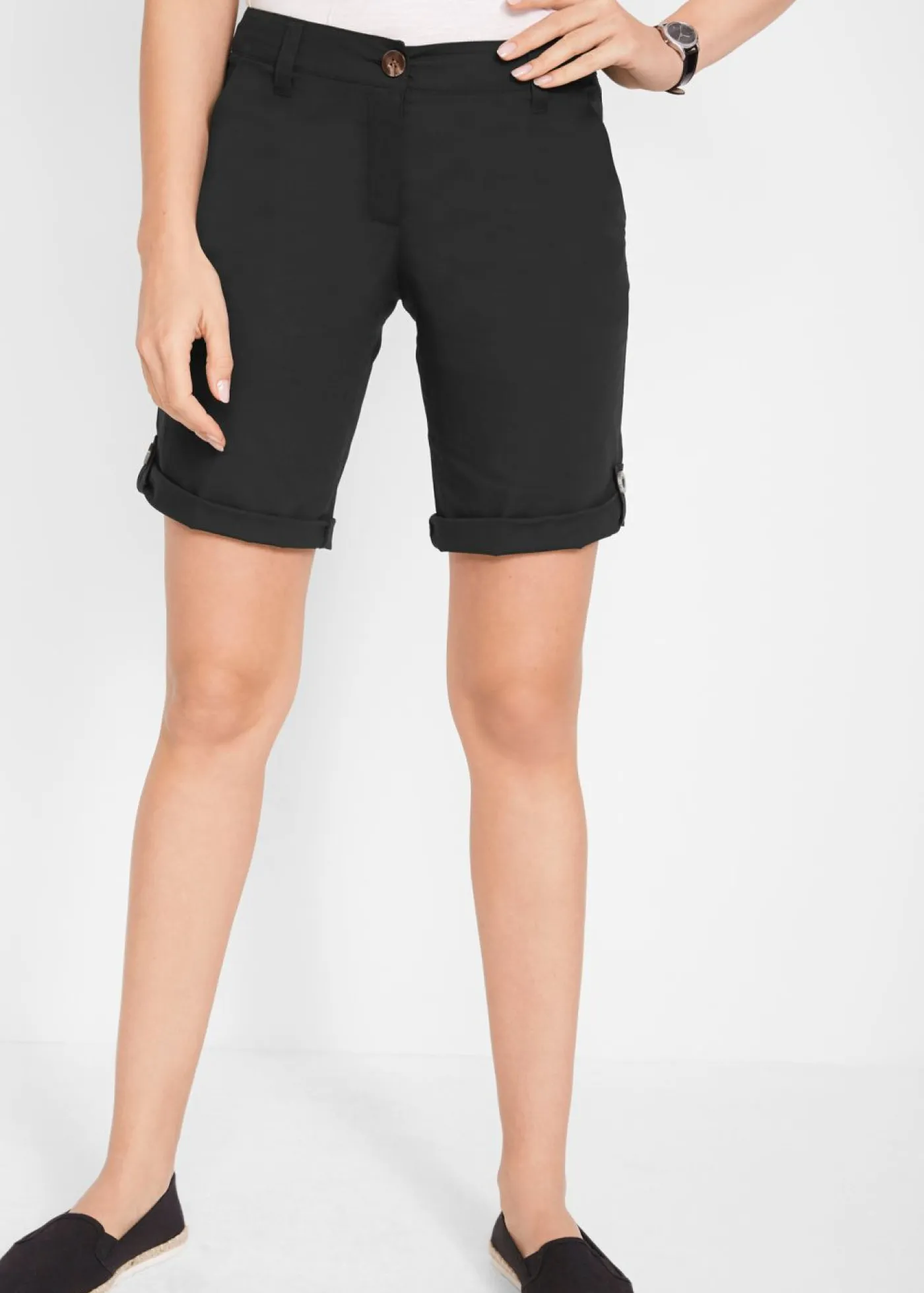bonprix bonprix Shorts|Pantalones>Bermudas de algodón veraniegas Negro