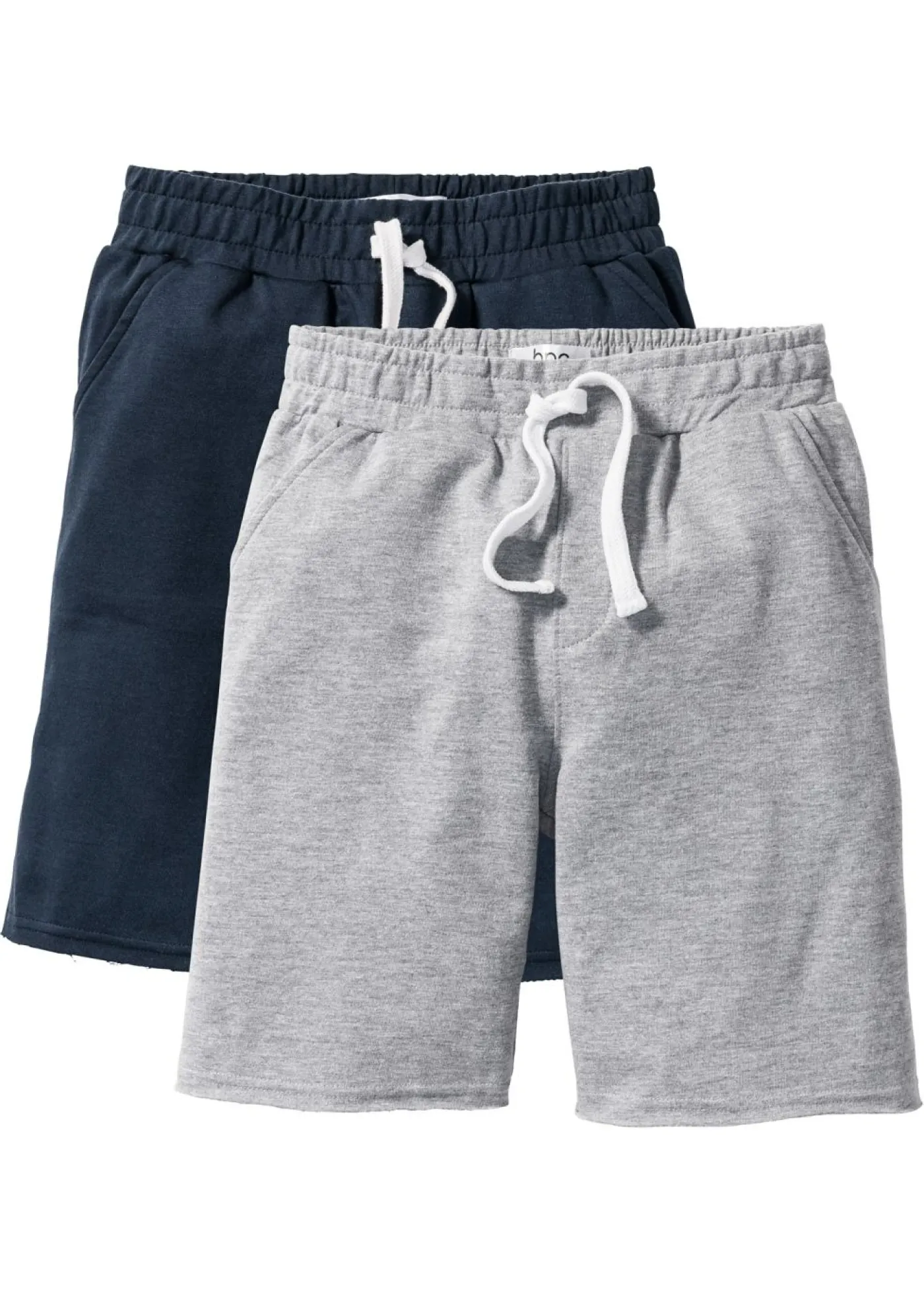 bonprix bonprix Ropa 9 A 16 Años·Shorts|Ropa 9 A 16 Años·Packs De Ropa>Bermudas de chándal de suave mezcla de algodón (2 unidades) Gris claro jaspeado-azul marino