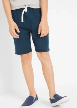 bonprix bonprix Ropa 9 A 16 Años·Shorts|Ropa 9 A 16 Años·Packs De Ropa>Bermudas de chándal de suave mezcla de algodón (2 unidades) Gris claro jaspeado-azul marino