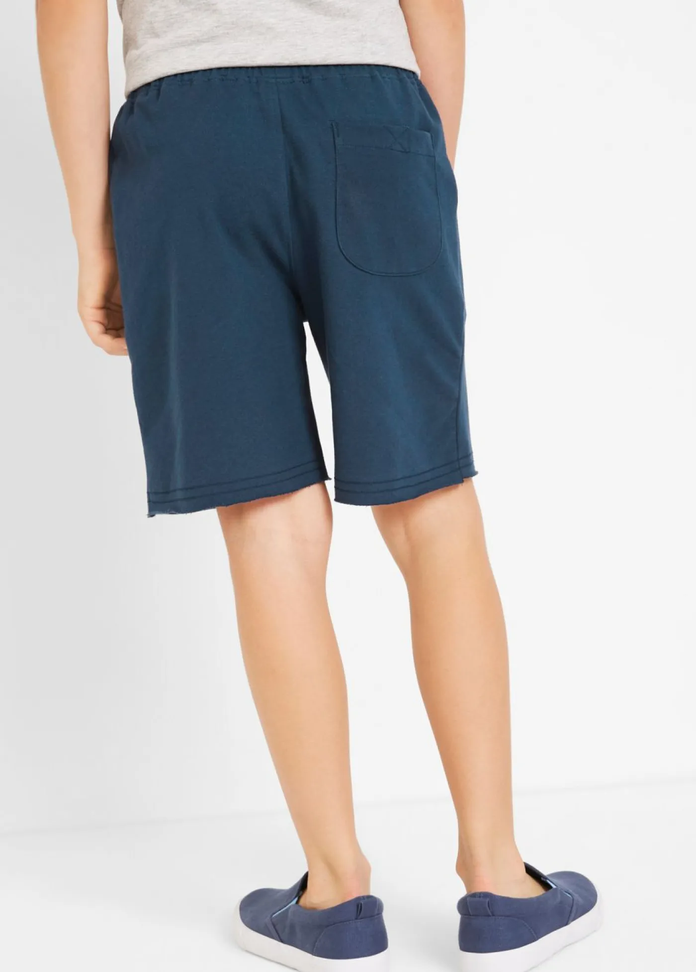 bonprix bonprix Ropa 9 A 16 Años·Shorts|Ropa 9 A 16 Años·Packs De Ropa>Bermudas de chándal de suave mezcla de algodón (2 unidades) Gris claro jaspeado-azul marino