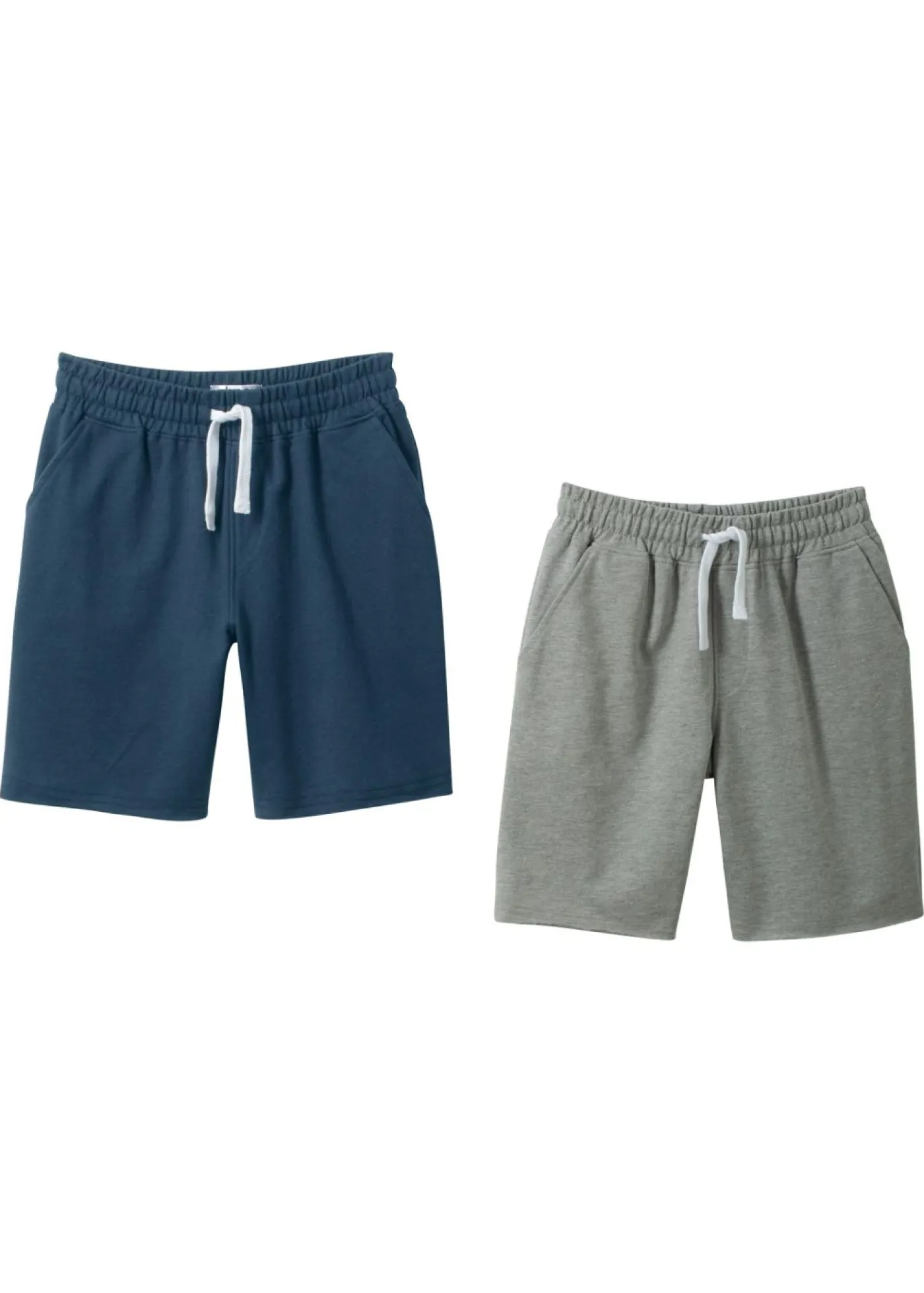 bonprix bonprix Ropa 9 A 16 Años·Shorts|Ropa 9 A 16 Años·Packs De Ropa>Bermudas de chándal de suave mezcla de algodón (2 unidades) Gris claro jaspeado-azul marino