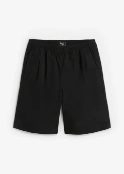 bonprix bonprix Shorts|Pantalones>Bermudas de mezcla de lino y algodón Negro