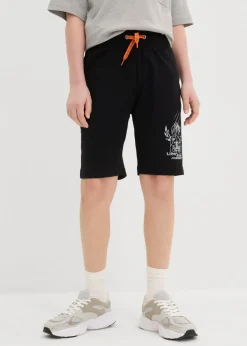 bonprix bonprix Ropa 9 A 16 Años·Shorts|Ropa 9 A 16 Años·Packs De Ropa>Bermudas de punto (2 unidades) con algodón orgánico Negro+gris claro jaspeado