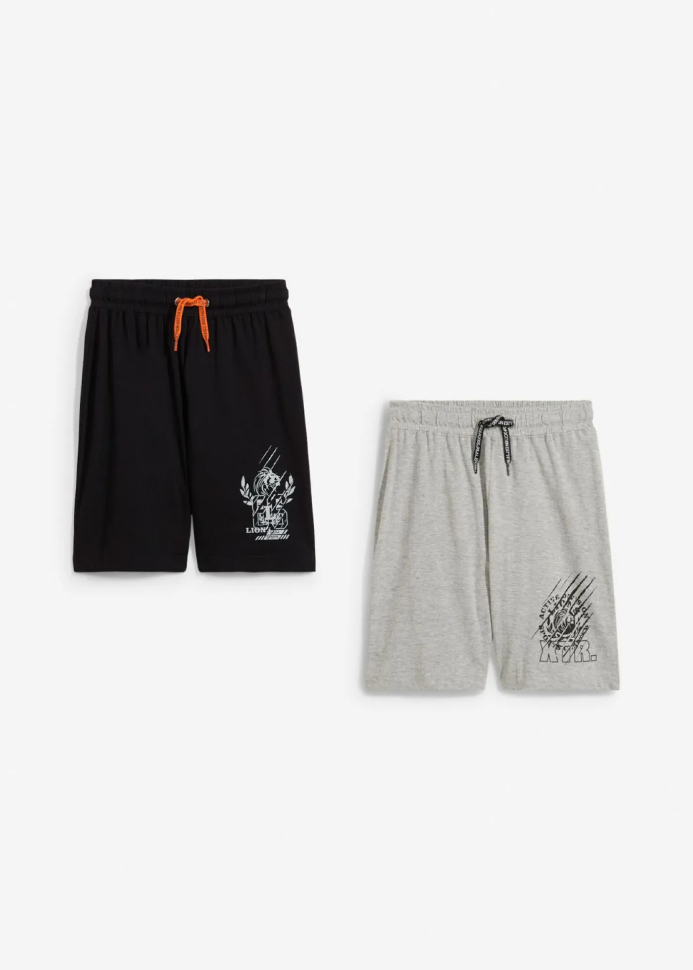 bonprix bonprix Ropa 9 A 16 Años·Shorts|Ropa 9 A 16 Años·Packs De Ropa>Bermudas de punto (2 unidades) con algodón orgánico Negro+gris claro jaspeado