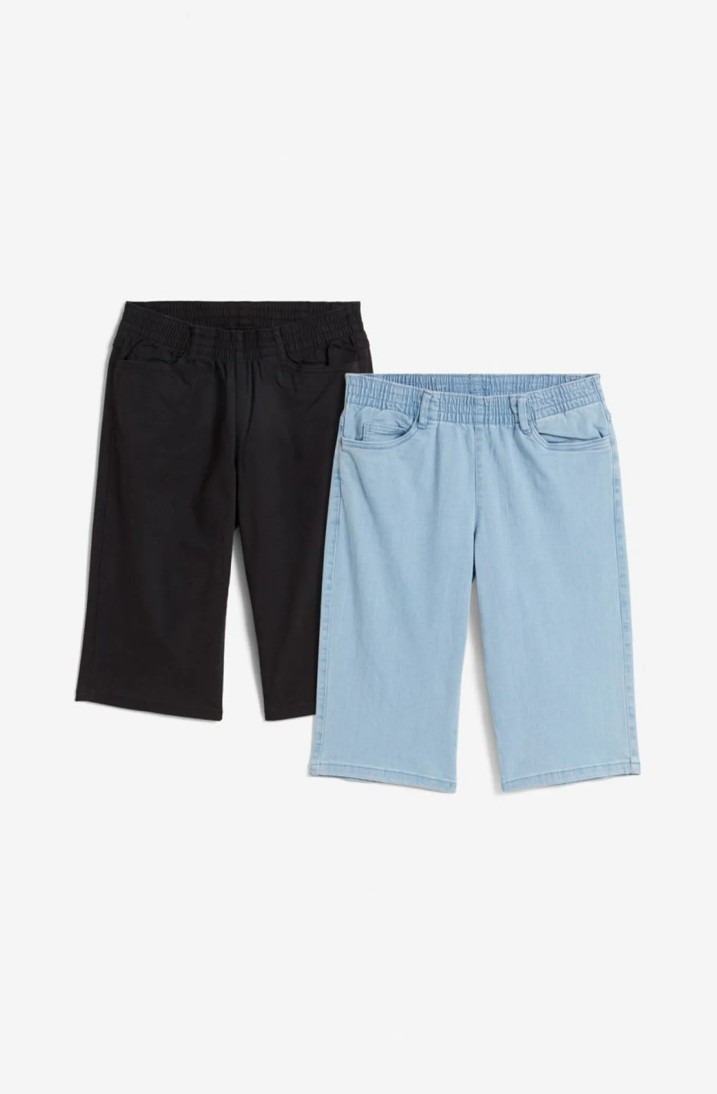 bonprix bonprix Shorts>Bermudas elásticas (2 unidades) negro / azul claro denim