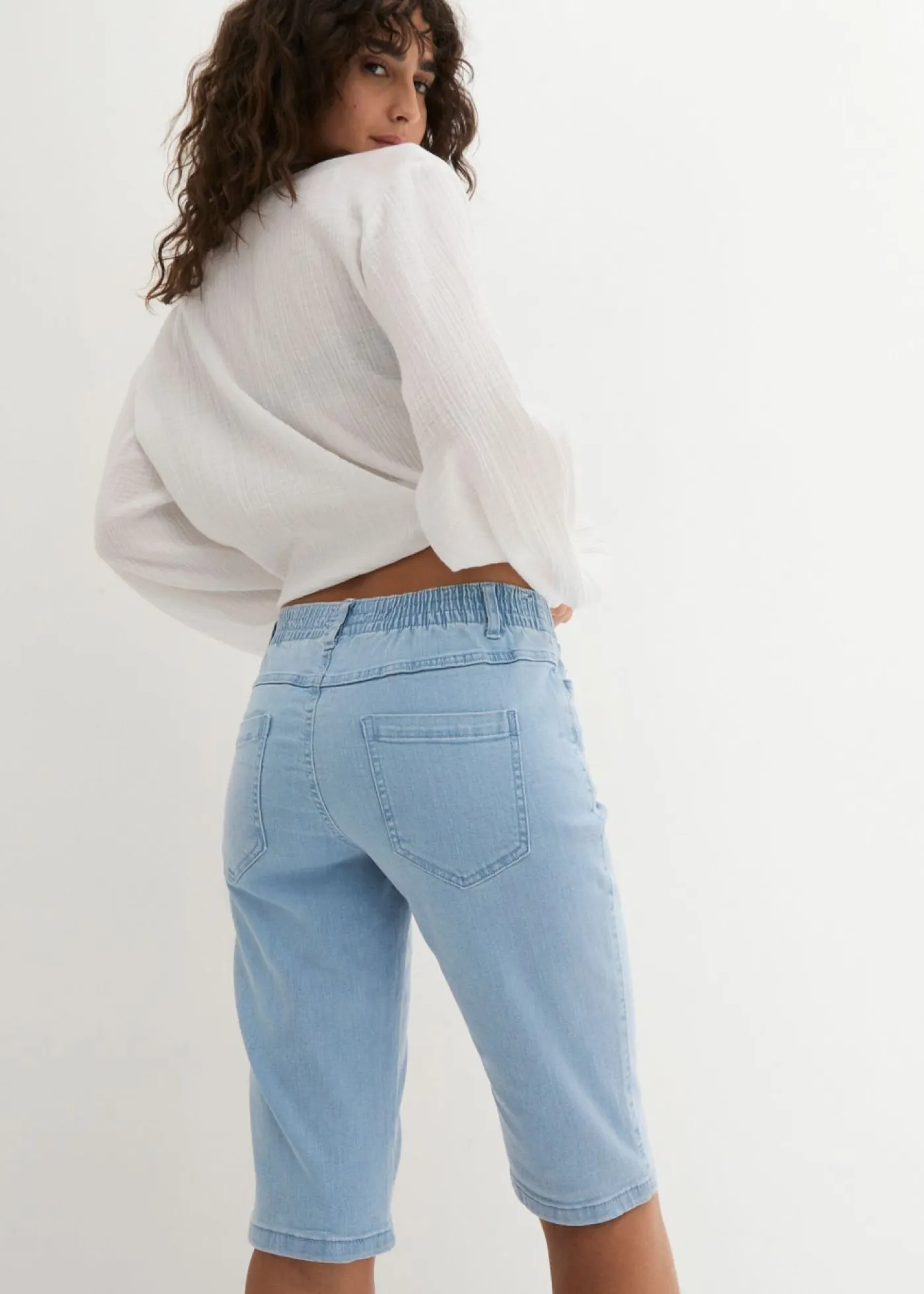 bonprix bonprix Shorts>Bermudas elásticas (2 unidades) negro / azul claro denim