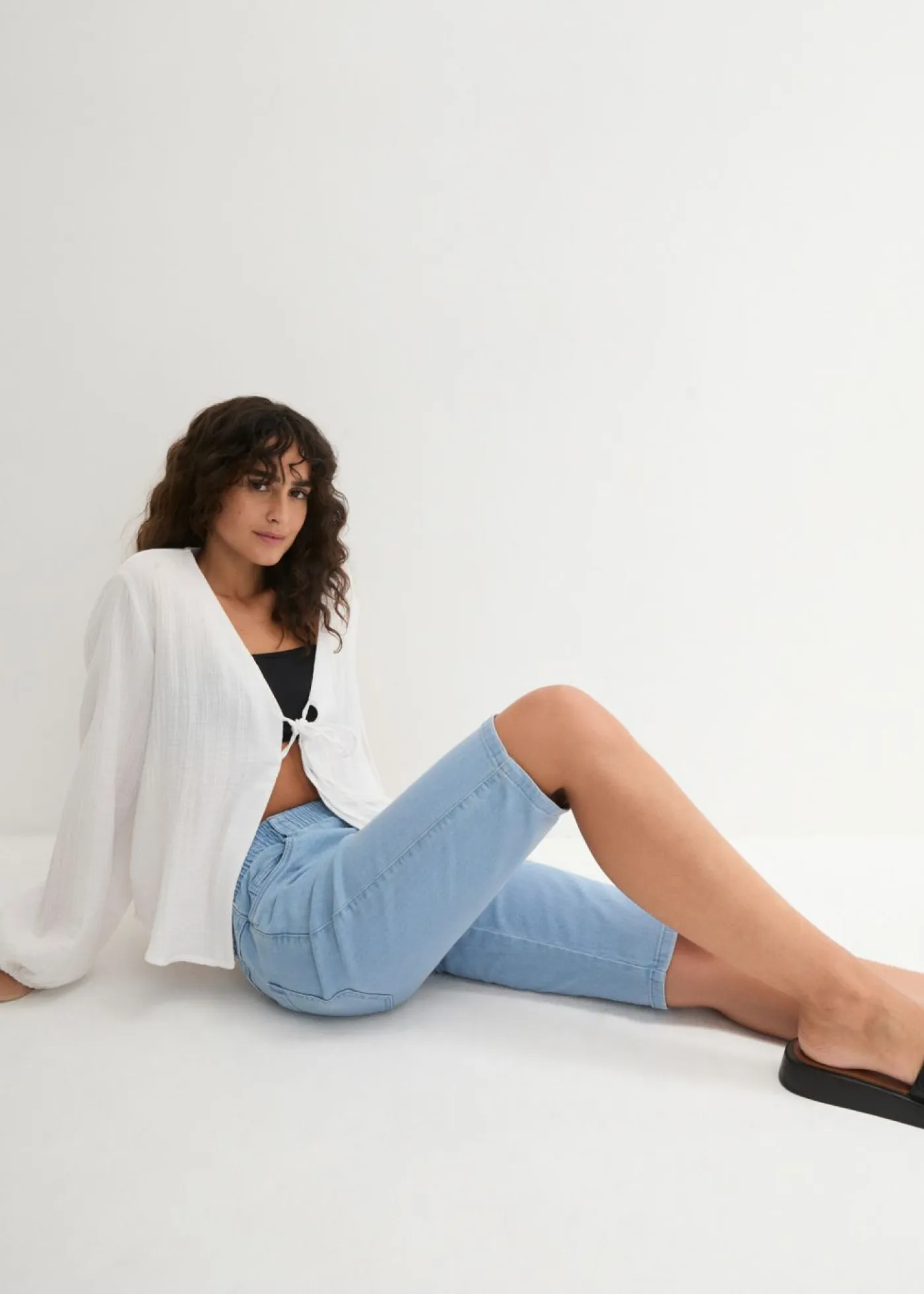 bonprix bonprix Shorts>Bermudas elásticas (2 unidades) negro / azul claro denim