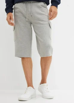 Hombre bonprix bonprix Bermudas largas de chándal, estilo cargo, de algodón puro, regular fit