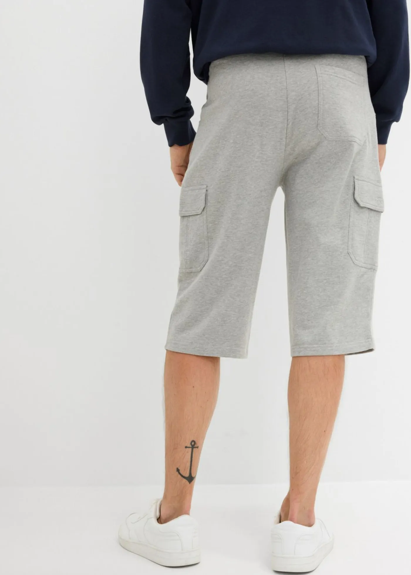 Hombre bonprix bonprix Bermudas largas de chándal, estilo cargo, de algodón puro, regular fit