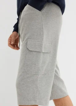 Hombre bonprix bonprix Bermudas largas de chándal, estilo cargo, de algodón puro, regular fit