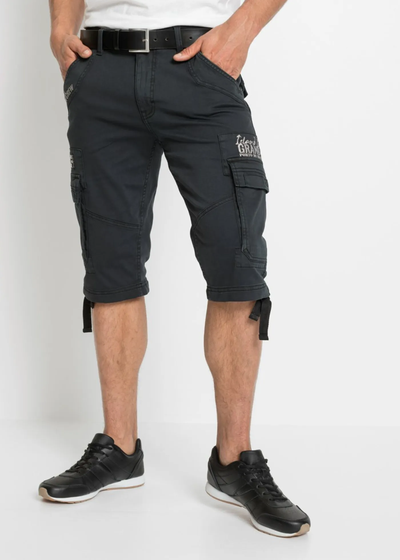bonprix bonprix Shorts|Pantalones>Bermudas largas elásticas, con bolsillos cargo, regular fit pizarra