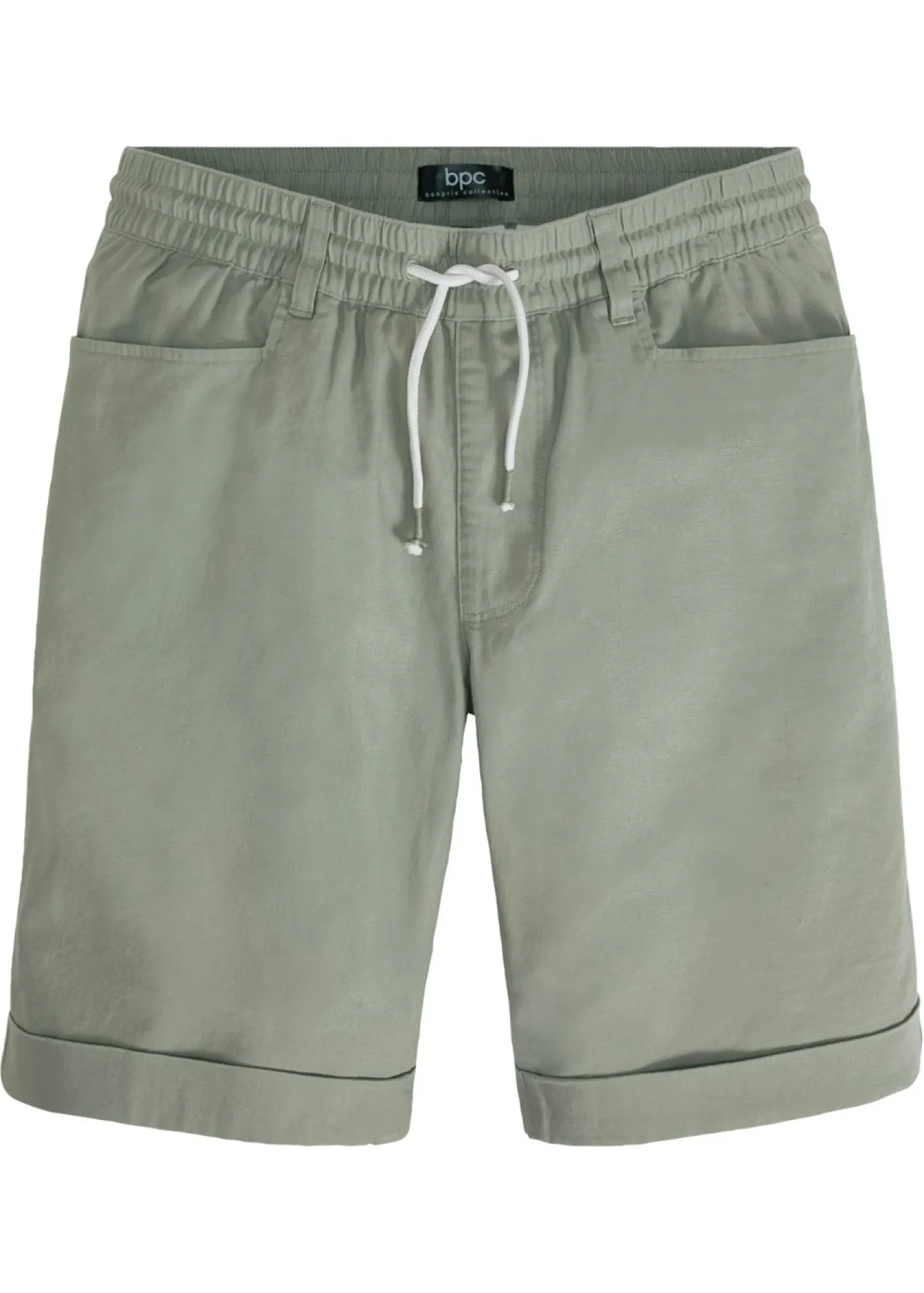 bonprix bonprix Shorts|Pantalones>Bermudas sin cierre de mezcla de lino con corte regular Verde alga