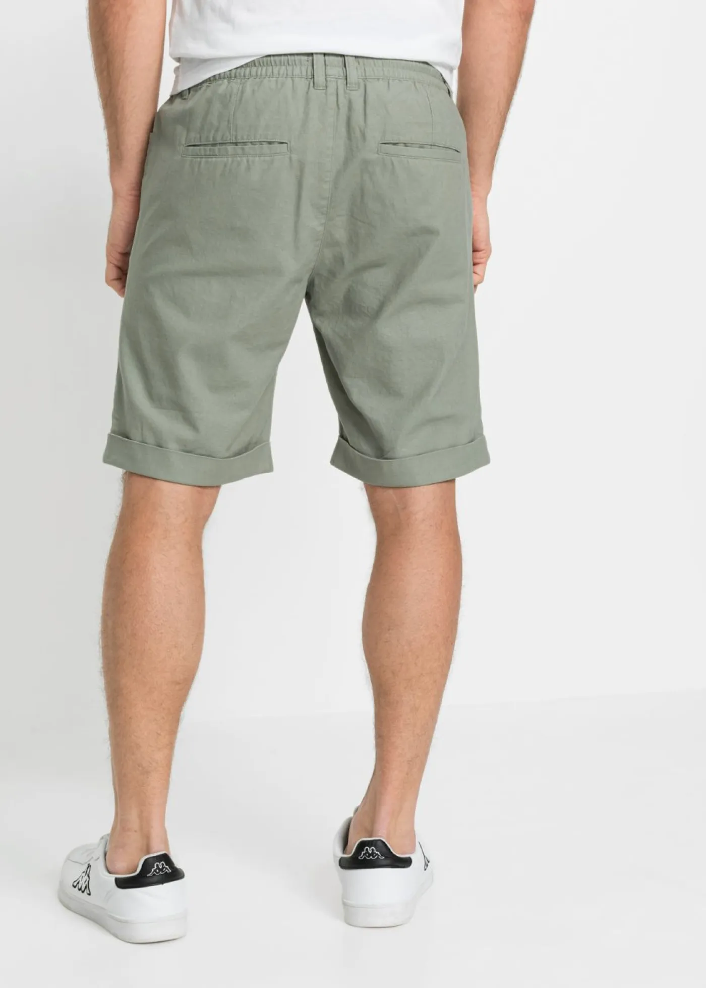 bonprix bonprix Shorts|Pantalones>Bermudas sin cierre de mezcla de lino con corte regular Verde alga