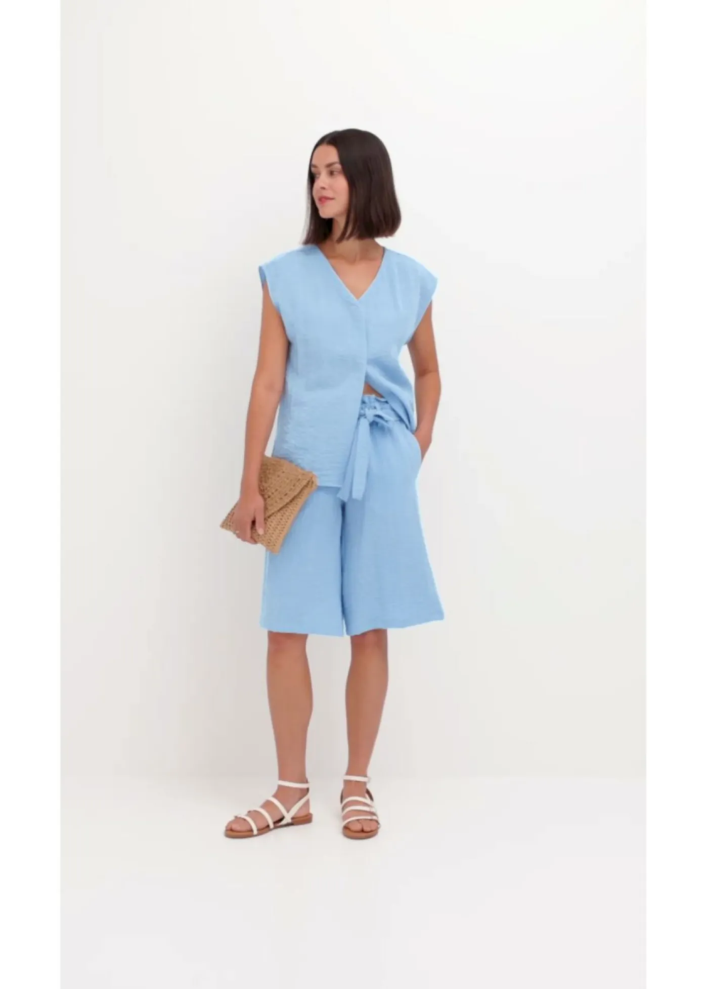 Mujer bonprix bonprix Bermudas sin cierre de mezcla de viscosa fluida