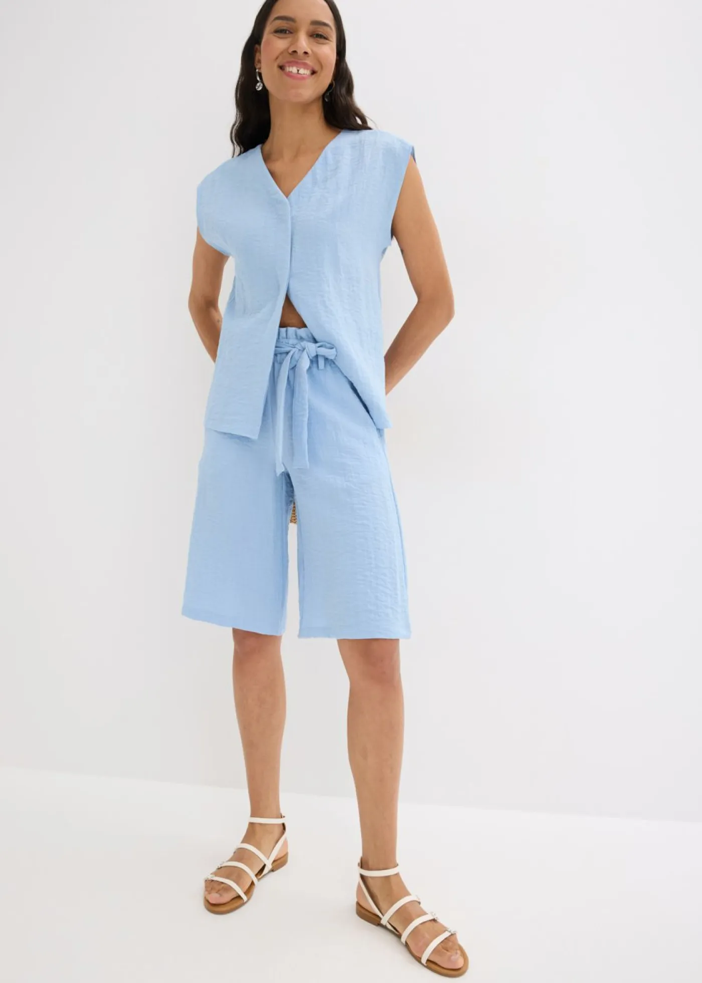 Mujer bonprix bonprix Bermudas sin cierre de mezcla de viscosa fluida