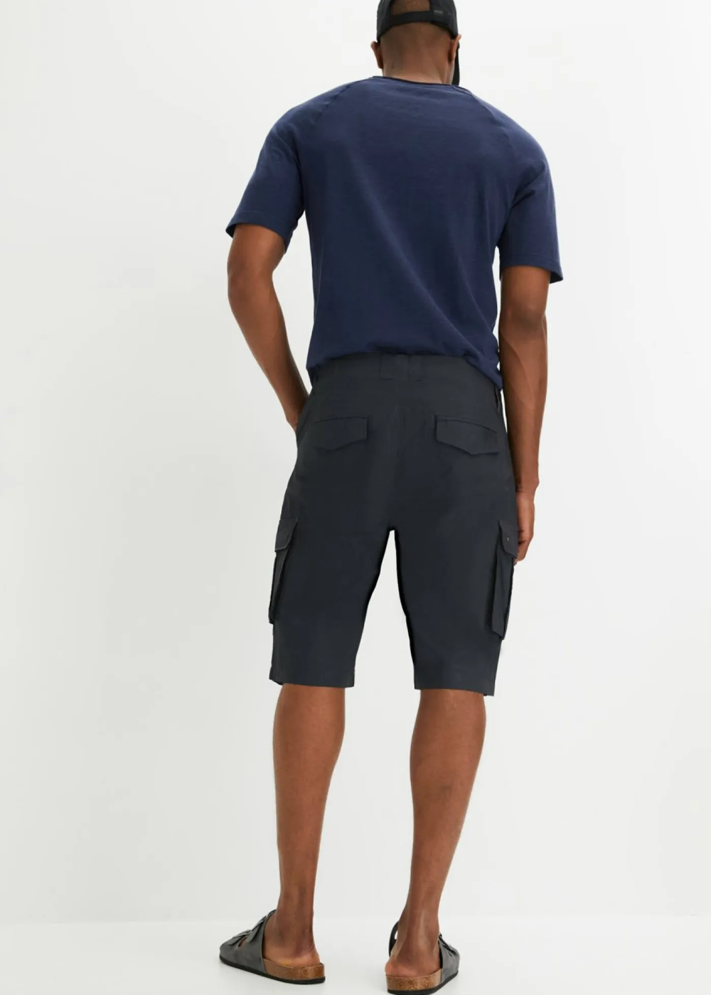 bonprix bonprix Shorts|Pantalones>Bermudas tipo cargo de algodón puro con corte relajado Negro + gris ahumado