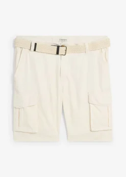 Hombre bonprix bonprix Bermudas tipo cargo de mezcla de lino con corte regular y cinturón
