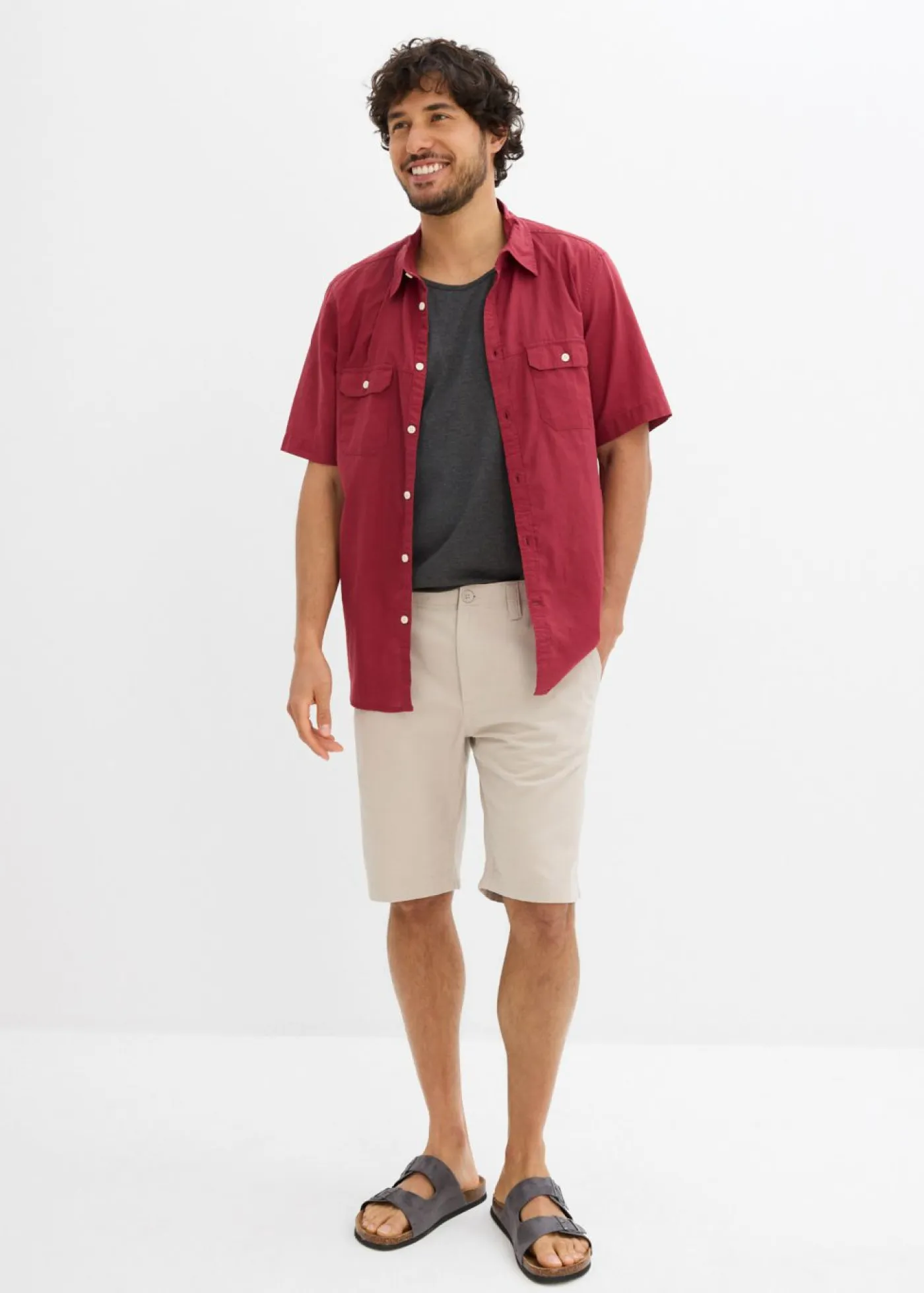 Hombre bonprix bonprix Bermudas tipo chino de algodón puro con corte recto