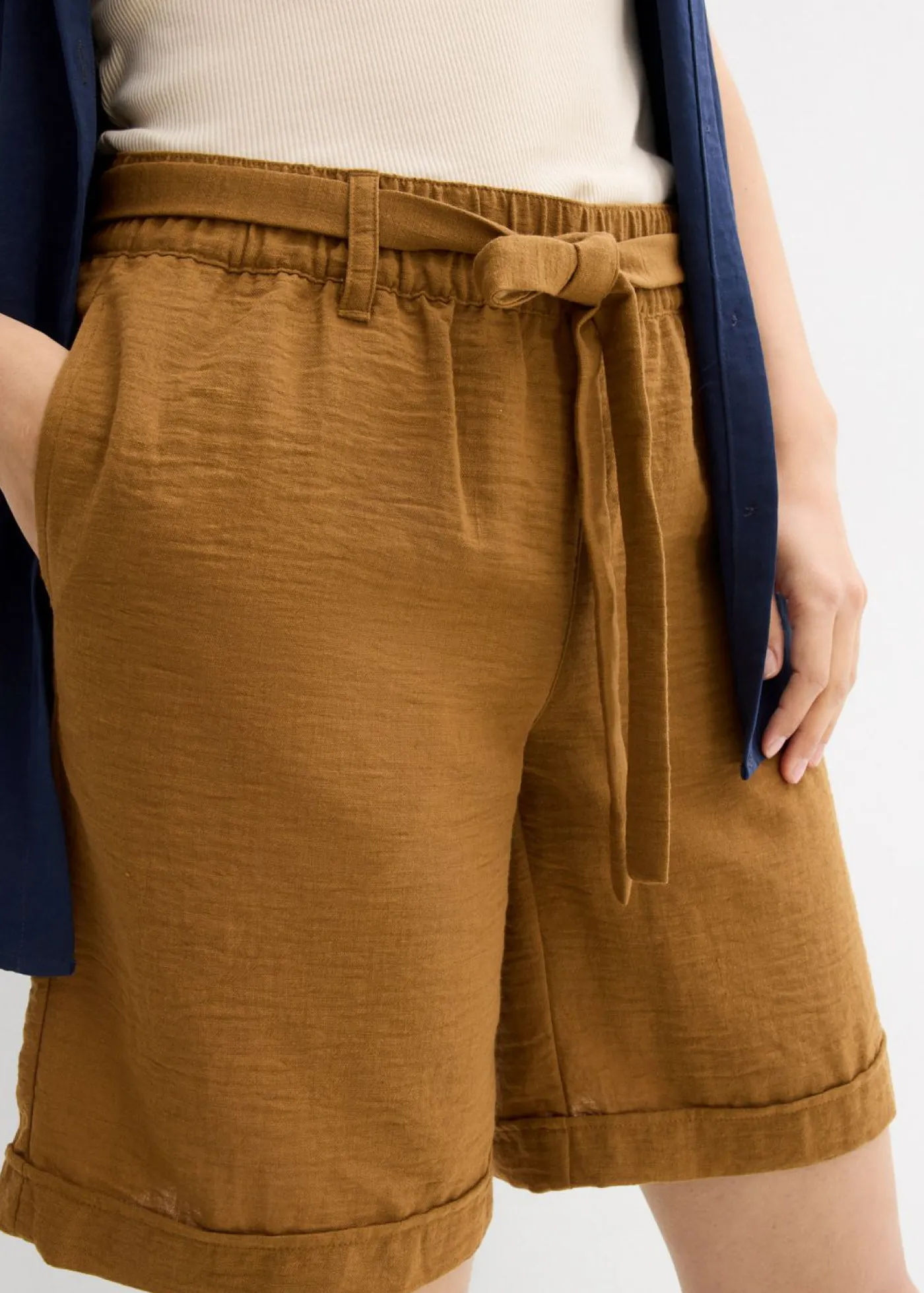 bonprix bonprix Shorts|Pantalones>Bermudas tipo paperbag Marrón coñac