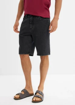 bonprix bonprix Shorts|Vaqueros>Bermudas vaqueras con cintura elástica, classic fit denim negro