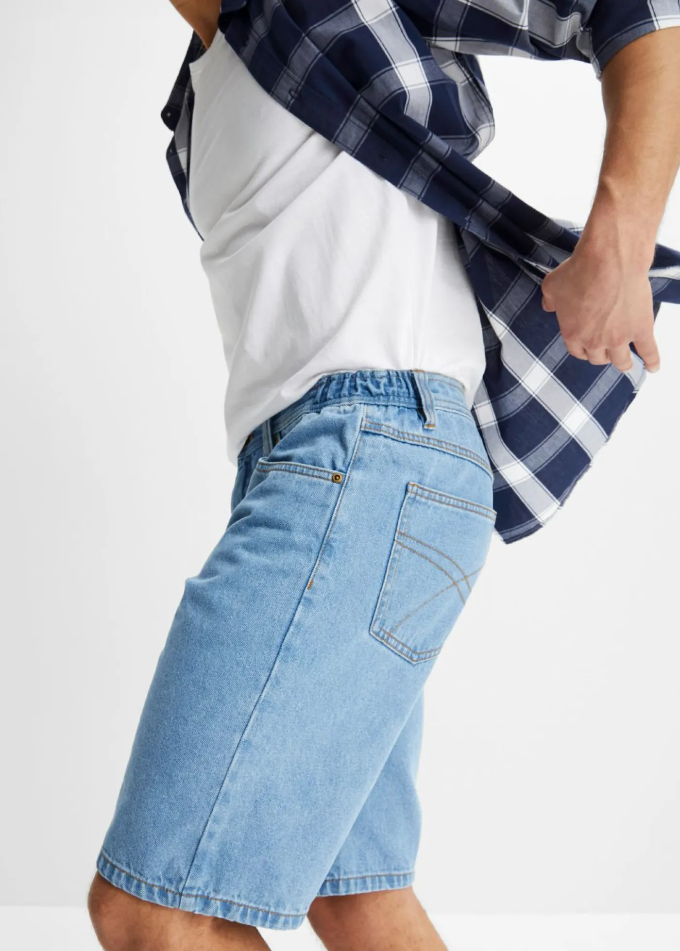 Hombre bonprix bonprix Bermudas vaqueras con cintura elástica, classic fit