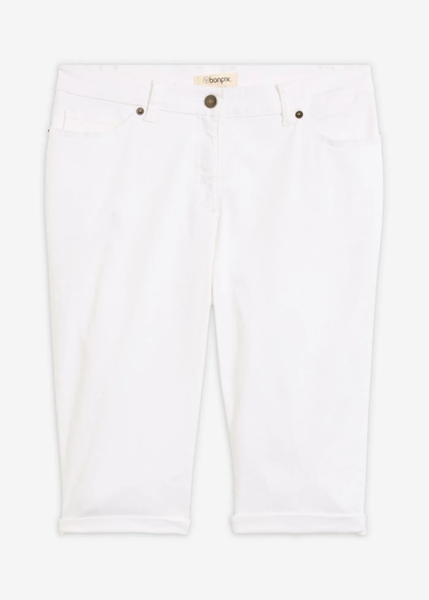bonprix bonprix Shorts|Vaqueros>Bermudas vaqueras, elásticas, con bajo enrollado Blanco