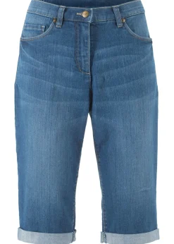 bonprix bonprix Shorts|Vaqueros>Bermudas vaqueras, elásticas, con bajo enrollado Vaquero azul